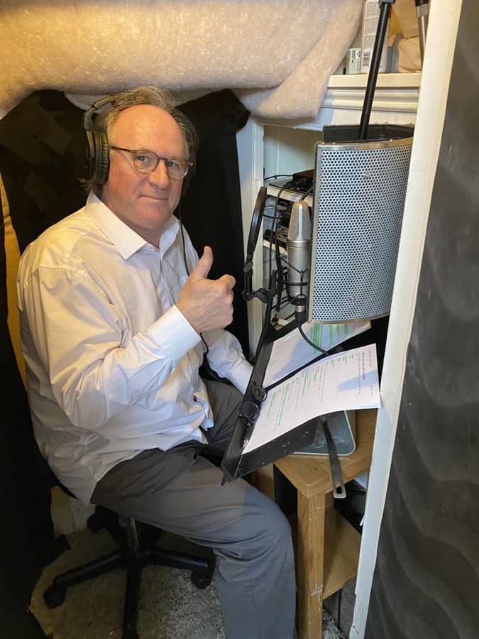 Peter Davison recording in lockdown